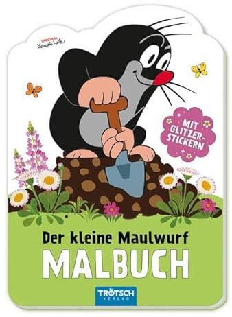 TRÖTSCH - Der kleine Maulwurf | Mini-Malbuch mit Glitzerstickern | Ab 3 Jahren: Malbuch Beschäftigungsbuch Ausmalbuch Stickerbuch