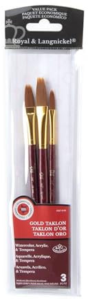 Royal & Langnickel RSET-9140 Set de pinceaux peignes langue de chat Taklon Or 3 pièces
