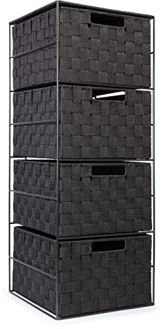 EHC 4 Drawer Storage Cabinet for Bedroom, Bathroom - Black