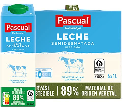 Pascual - Leche Pascual Semidesnatada - Bienestar Animal - Pack 6 x 1 L