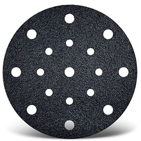 MENZER Black Disques abrasifs auto-agrippants, 150 mm, 17 trous, p. Ponceuses excentriques, Carbure de silicium (Lot de 50) G60