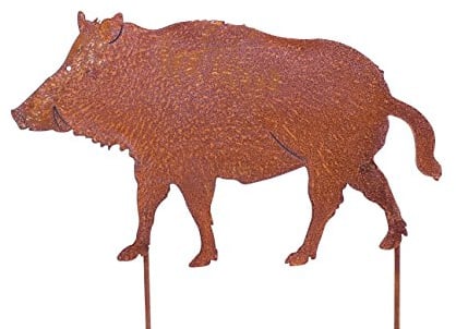 Vosteen Gartenstecker Wildschwein Metall Rost Gartendeko 61cm