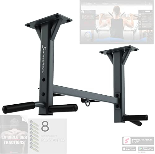 SPORTSTECH - Barre De Traction KS400 - Fitness, Musculation Et Renforcement Musculaire - Fixation au Plafond Avec Larges Equerres De Maintien + Chevilles Robustes - Max 300 kg