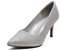 DREAM PAIRS Women's Slip On Low Mid Heels Pointed Closed-Toe Dress Court Shoes Kucci Silver Glitter Size 6 UK/8 US