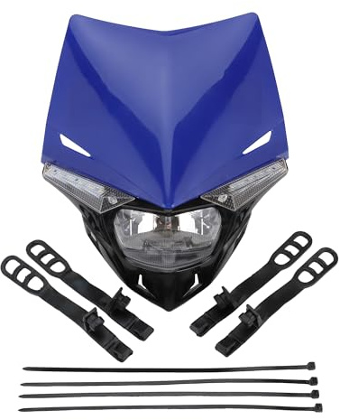 GOOFIT Blau H4 12V 35W Scheinwerfer Mini Blinkerleuchten Lichtmaske mit Front Verkleidung Ersatz für Motorrad Motocross Racer ATV Motorrad Dirtbike Pocketbike