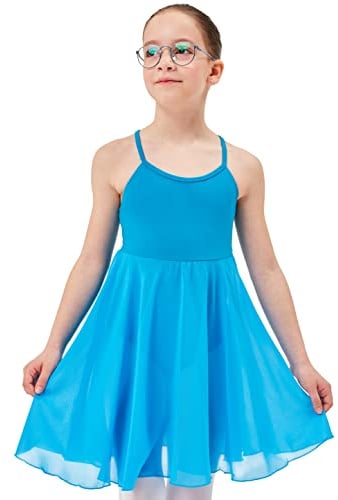 tanzmuster ® Ballettkleid Mädchen Träger - Alma - aus weicher Baumwolle mit langem Chiffon Röckchen fürs Kinder Ballett