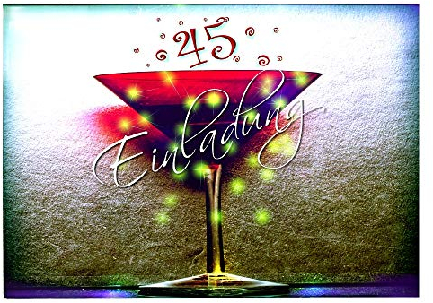 DigitalOase 2 Einladungskarten 45. Geburtstag MIT INNENTEXT 45. Jubiläum Geburtstagskarten 2 Klappkarten 2 Kuverts Format DIN A6#KELCHR