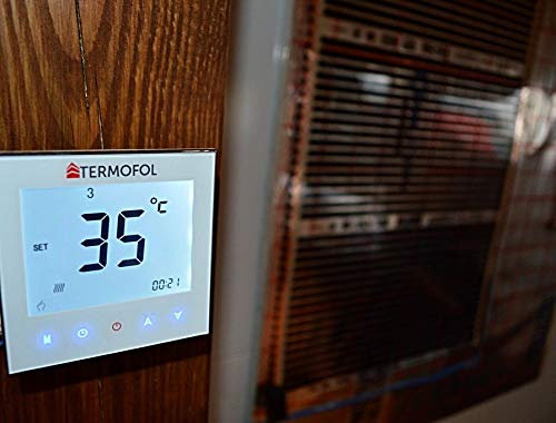 Underfloor Carbon Heating Film complete Kit Mat Foil 220W/m infrared floor panel (TOUCH CONTROL THERMOSTAT) (14m2)