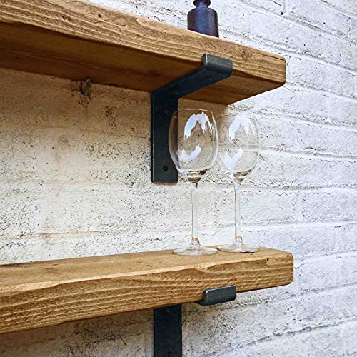 Ben Simpson Furniture Handmade Chunky Wooden Lipped Bracket Shelf | 15 x 130 cm | Dark Oak