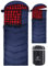 REDCAMP Flanell-Schlafsack für Erwachsene, große, Bequeme Baumwoll-Schlafsäcke für Camping mit Abnehmbarer Kapuze, rotes Karomuster mit 1,8 kg Füllung (231,1 x 83,8 cm)