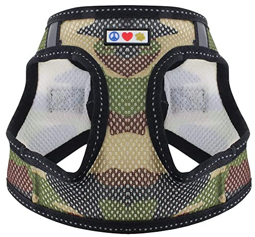 Pawtitas Pet Reflektierendes Hundegeschirr Geschirr zum Hineintreten oder Umlegen, Komfortsteuerung, Trainieren Sie den Spaziergang Ihres Welpen/Hundes - Groß Hundegeschirr Grüne Tarnung