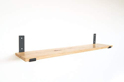 Natural Goods Berlin 1x Design Wandregal Eiche 100cm | viele Farben & Modelle | Regalboden Massivholz Metall Schweberegal hängend, Regalwinkel, Konsole (Regal KREUZBERG (25cm Tiefe), Schwarz)
