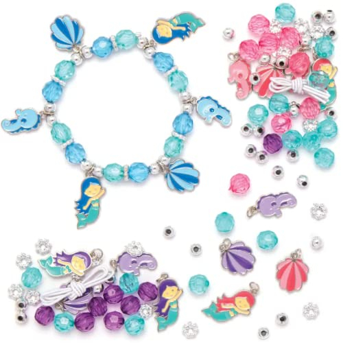 Baker Ross AT681 Bettelarmband Meerjungfrau Bastelset - 3er Pack, Perfekt für Mädchen zum Basteln als Kinderschmuck, Kindergeburtstag basteln, Silbernen