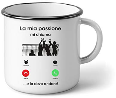 Tazza in Alluminio Mestieri e Sport Pallavolo la mia Passione Mi Chiama e io Devo Andare - Aggettivi Divertenti - Idea Regalo