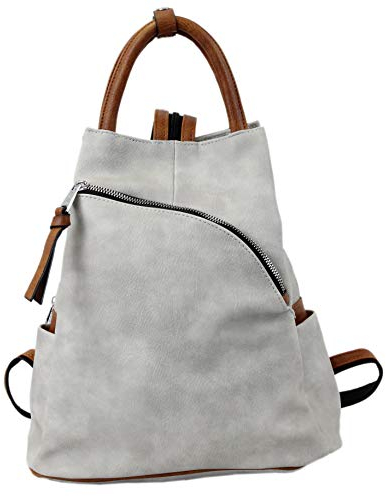 irisaa Damen Rucksack Daypack Tasche Umhänge Tasche Schulrucksack Schultertasche für Frauen und Mädchen, Damen Tasche:Grau