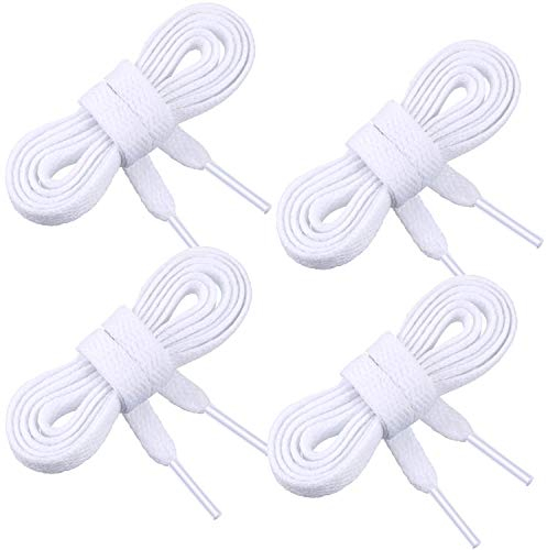 WILLBOND 2 Pairs Flat Shoelaces Trainer Shoelaces Replacements Athletic Shoe Laces for Sports Shoes, Casual Shoes Adults or Kids (White)
