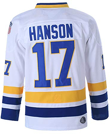 Youth Hanson Brothers Charlestown Chiefs 16 Jack 17 Steve 18 Jeff Slap Shot Movie Eishockey Trikot - Weiß - Groß