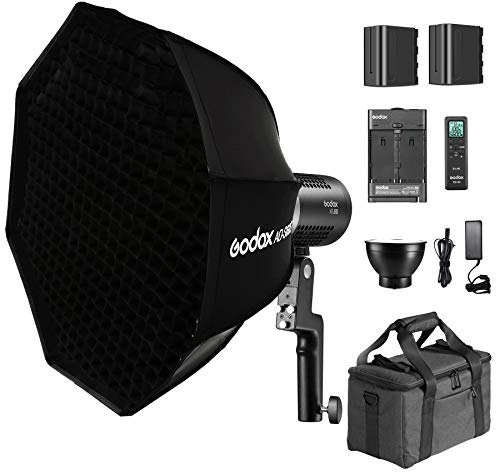 Godox ML60 60W Power in Your Hands LED Video Light,with AD-S60S Softbox,RC-A6 Remote Control,2X NP970 Lithium Battery