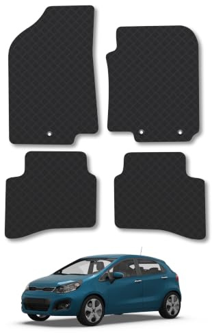 Fits Kia Rio (2011-2017) 3mm Rubber Car Mats | Tailored Fit Durable Floor Mats Full Coverage Protection Waterproof Accessories Easy Clean Anti Slip Made in the UK