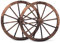 GYMAX Ø 76 cm Holzrad, 2er Set Dekorad Gartendeko aus Holz & Eisenblech, Wagenrad zur Dekoration, Antik & Vintage, für Wohnzimmer, Garten, Restrauants, Bar, Braun