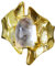 NicoWerk Damen Silberring Bergkristall aus 925 Sterling Silber Golden Gehämmert Breit mit Stein Asymmetrisch Eklatant Verstellbar Offen SRI779