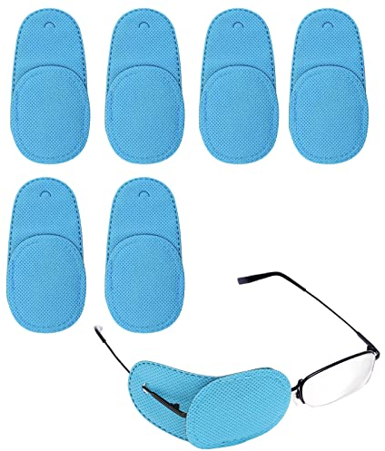 LUTER 6 Stück Augenklappen für Brillen, Große Größe Augenklappe für Lazy Eye des Rechten Linken Auges für Kinder und Erwachsene Faules Auge Amblyopie Strabismus (Blau)