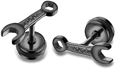 Chereda Creativity Punk-Stil Edelstahl kleiner Schraubenschlüssel Werkzeug Ohrstecker für Männer Jungen Piercing Ohrringe Hip Hop Schmuck, Edelstahl