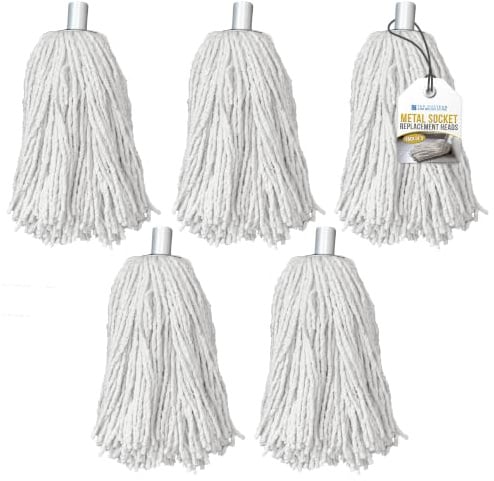 Confezione da 2 teste di ricambio per mocio industriale, PY.14 in puro cotone filato con presa zincata, testa di ricambio resistente per la pulizia completa del pavimento