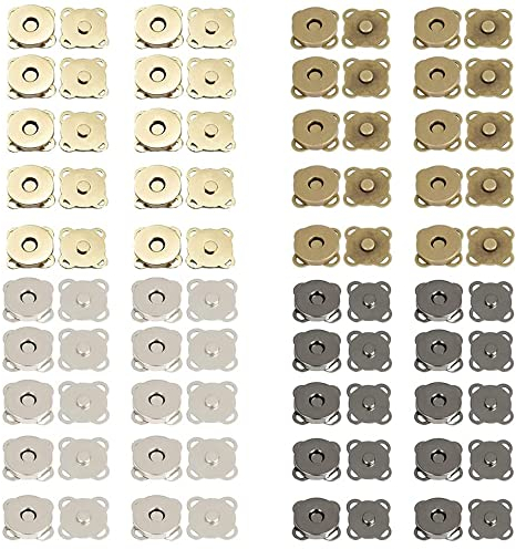 40 Stück Magnetknöpfe, Magnetknopf Nähen Druckknöpfe, Metall Magnetknopf, 14mm Magnetverschluss, DIY Magnetknopf, Magnetische Knöpfe, Für Nähen, Handwerk, Kleidung (Bronze, Gold, Silber, Schwarz)