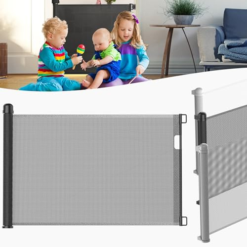 LZQ Rejilla de protección para puerta para bebés y mascotas, 0-180 cm, 87 cm de alto, adecuado para escaleras, puertas, interiores y exteriores, color negro