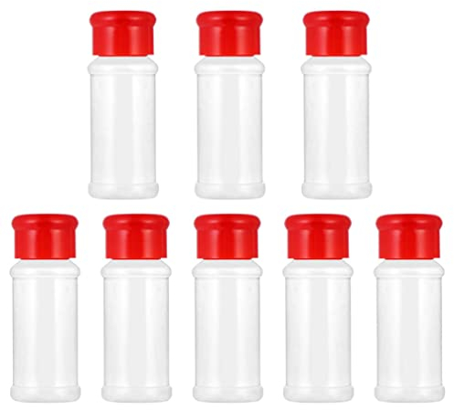 Cabilock 8 Stücke Kunststoff Gewürzstreuer Gewürzgläser Plastik Gewürzdosen mit Deckel Salzstreuer Pfefferstreuer Gewürzbehälter Vorratsdosen für Pfeffer Salz Kräuter Chili Rot 100ml