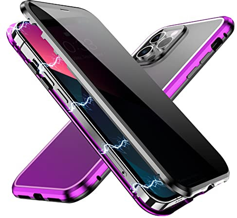 YUNQE Privacy Magnetic Case for iPhone 11 Pro Max, Double Sided Magnet Adsorption Cover with Anti-Peep Screen Protector and Camera Lens Full Body Protective for iPhone 11 Pro Max,Purple