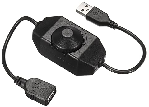 sourcing map LED Streifen Dimmer Schalter 5V DC USB Buchse auf Stecker erlängerungskabel mit Drehschalter Controller für LED Streifen Schwarz