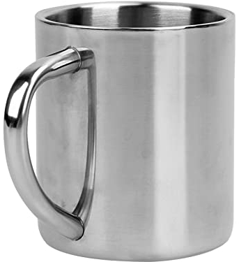 2er Set Edelstahl Becher, 300ML Camping Tasse Doppelwandige Kaffeebecher, Metall-Becher Bruchsicher Reisebecher mit Griff For Wandern, Outdoor, Arbeit, BPA-frei (300ml)