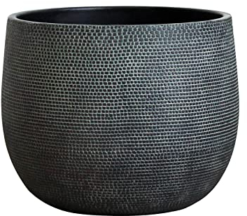 Olly & Rose Barcelona - Maceta de cerámica grande de 25 cm, Color Negro, macetas para Interiores y Exteriores