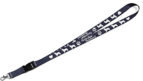 Lanyard Schlüsselanhänger Schlüsselband mit Karabiner blau: Hund Australian Shepherd