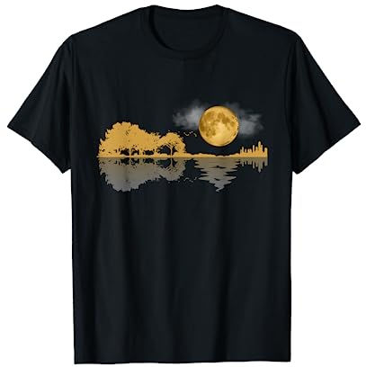Gitarre Natur See Schatten Design Gitarrist Geschenk Design T-Shirt
