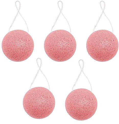 VOANZO 5PCS Éponge Konjac Éponge Exfoliante Éponge Naturelle pour Nettoyage en Profondeur Et Exfoliant -Rose