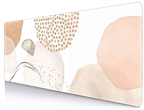 IMAYONDIA Abstrakte Schreibtischunterlage, Rosa, Beige, Gold, großes Mauspad, Pastellfarben, Roségold, Glitzer, Schreibtischunterlage, Heimbüro, Dekoration, luxuriös, 80 x 30 cm – moderne