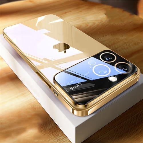 Étui de téléphone à lentille en Silicone Souple Transparent plaqué pour iPhone 14 13 12 11 Pro Max XR XS X 8 Plus étuis de Protection d'appareil Photo, Or, pour iPhone XR