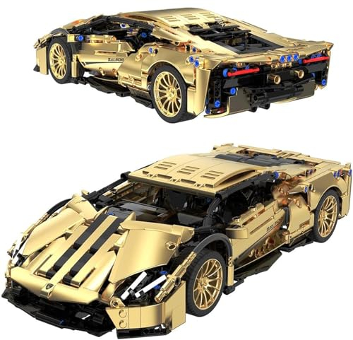 Sowide Golden Supersportwagen Bausteine Sets,1309 Teile 1:14 Drift Auto Bausteine,Sportwagen Spielzeug Modell,Geeignet für Erwachsene und Jugendliche T1005