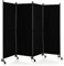 GOPLUS Paravent Pliable à 4 Panneaux, Cloison de Séparation 225x173CM avec roulettes, Cadre en Métal, Idéal pour Salon, Salle à Manger, Bureau (Noir)