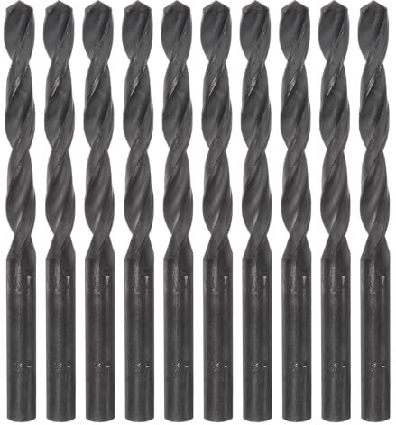 sourcing map 10pcs Jobber Drill Bits 9mm (23/64) Nitride Coated High Speed Steel (HSS) 4241 Twist Drill Bits for Stainless Steel Copper Aluminum Alloy Metal Wood Plastic, Black