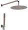 Set doccia satinato con braccio 35 cm soffione 25 cm e kit doccia con doccino in ottone, presa acqua e supporto, GEMINI