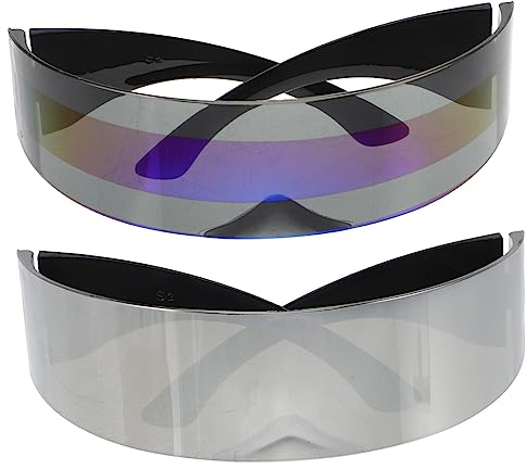 VALICLUD Sonnenbrillen 2St -Brille Visierzubehör futuristische Schildsonnenbrille dekorative Party-Requisite zarte Plastikgläser tragbar Requisiten Urlaubsartikel schmücken