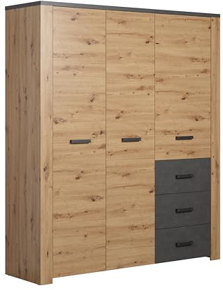 trendteam smart living - Follow - Kleiderschrank - Artisan Eiche/Matera - Schlafzimmerschrank 6 Fächer, 3 Schubladen, 1 Kleiderstange und 3 Einlegeböden - (BxHxT) 171 x 212 x 60 cm