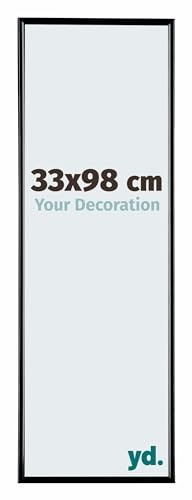 Your Decoration - Cadre photo 33x98 cm - Noir Brillant - Cadre Photo en Plastique Avec Verre acrylique - Anti-Reflet - Cadre 33x98 - Evry