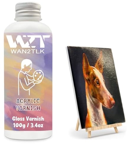 WAN2TLK Acrylic Varnish, Professional Gloss Varnish for Acrylic Painting, Seals and Protects Artworks, Non-Toxic, Art Acrylic Paint Sealer for Handmade Artists, Painter & Kids (100ml/Gloss)