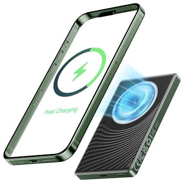 Magsafe Power Bank 10000mAh, Mini Power Bank Wireless 20W Ricarica Rapida con Ingresso e Uscita USB C, Caricatore Magnetico Portatile per iPhone 15/14/13/12 Pro Max/Mini/Plus Samsung