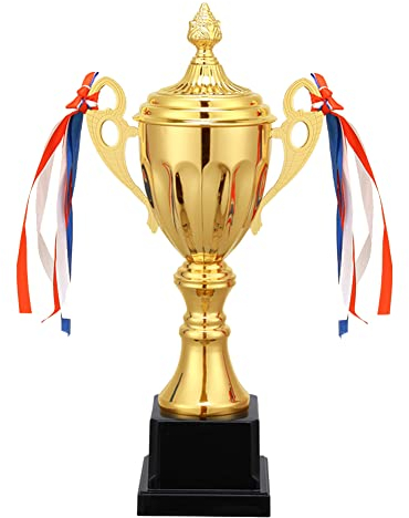 Kopinma Gold Trophy Cups, Football Trophy, Metal Trophies Cup with Ribbon, Winner Award Trophies Prize Cup, Gold Award for Sports, Tournaments, Competitions